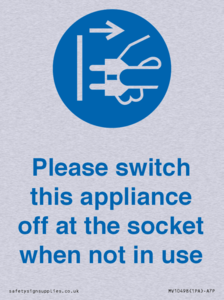Please switch this appliance off at the socket when not in use